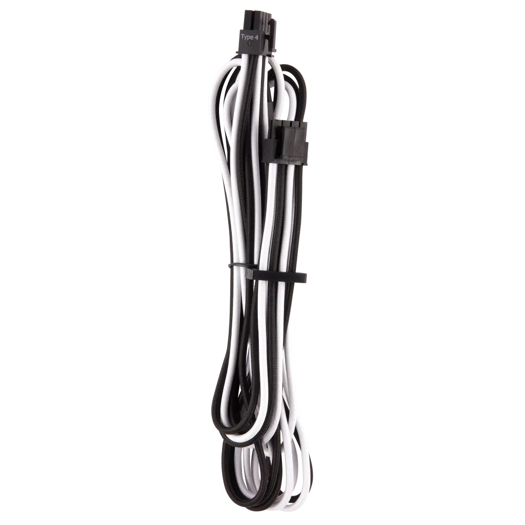 Premium Individually Sleeved White/Black – Cables Gen Type PSU Starter 4 Kit 4