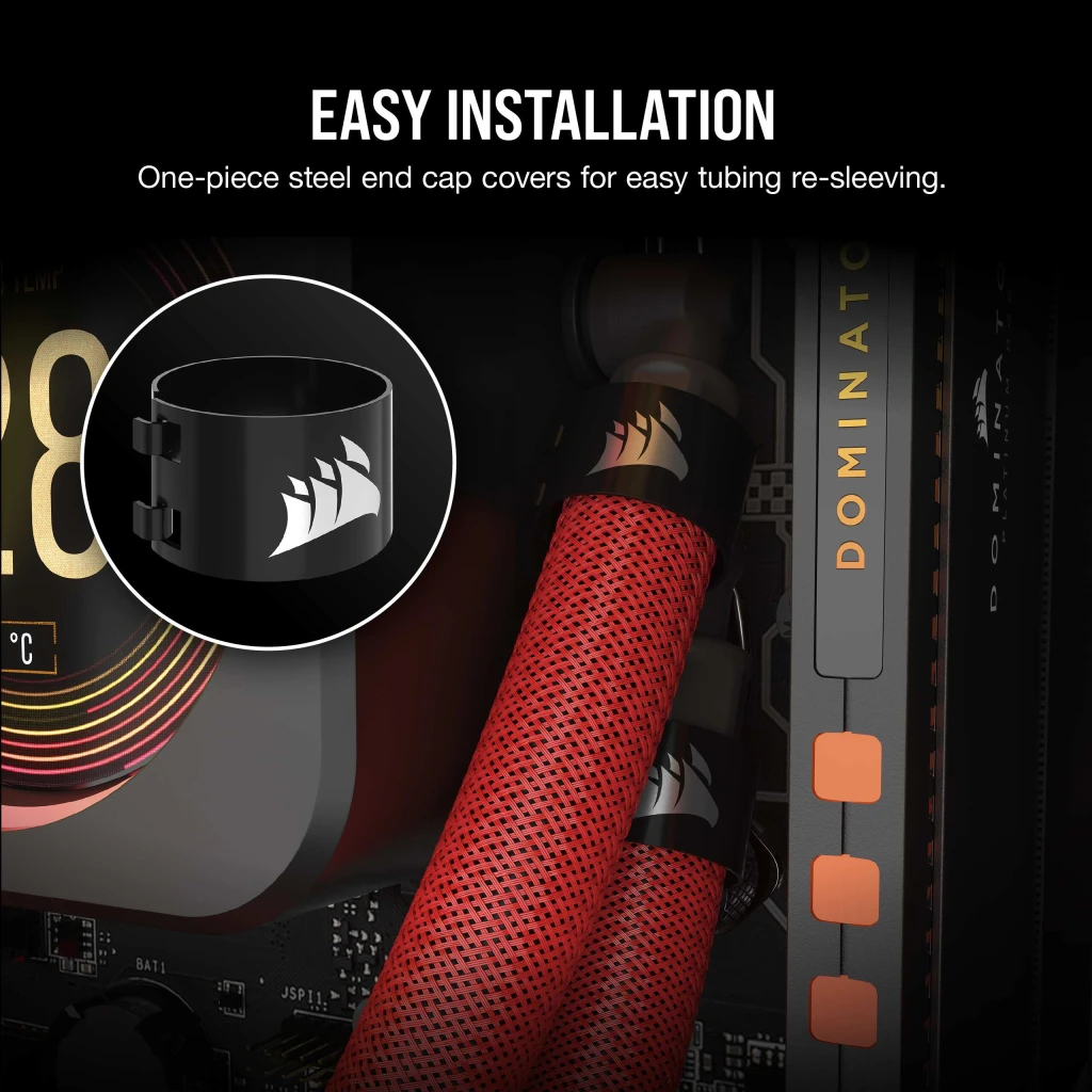 CORSAIR Sleeving Kit for AIO CPU Coolers — 380mm — Red