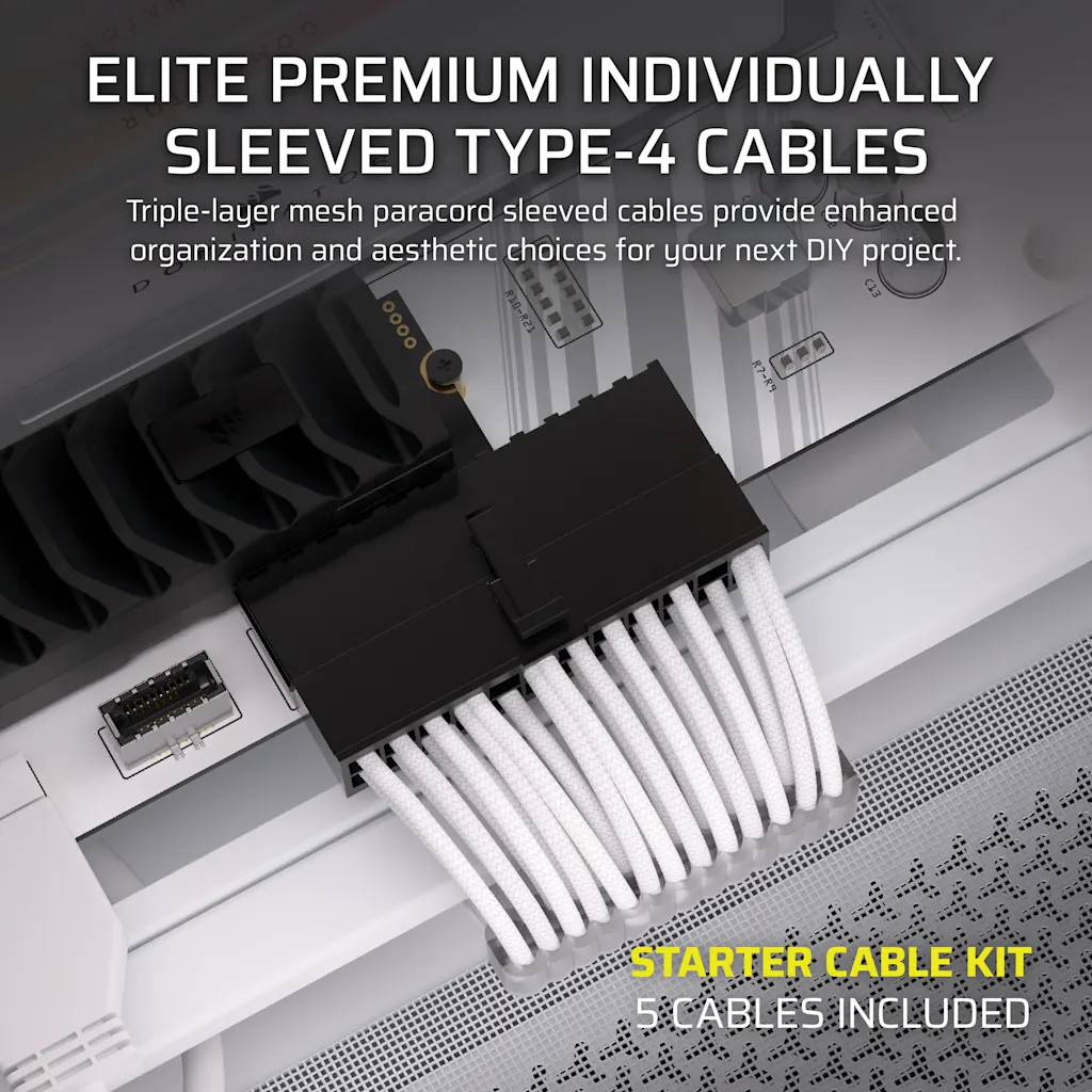 Elite Premium Individually Sleeved Type-4 PSU Cables Starter Kit