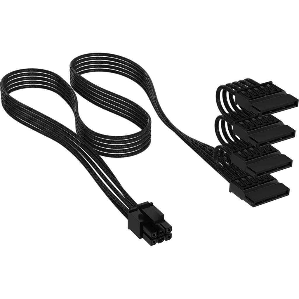Elite Premium Individually Sleeved SATA 電源ケーブル (4 コネクター