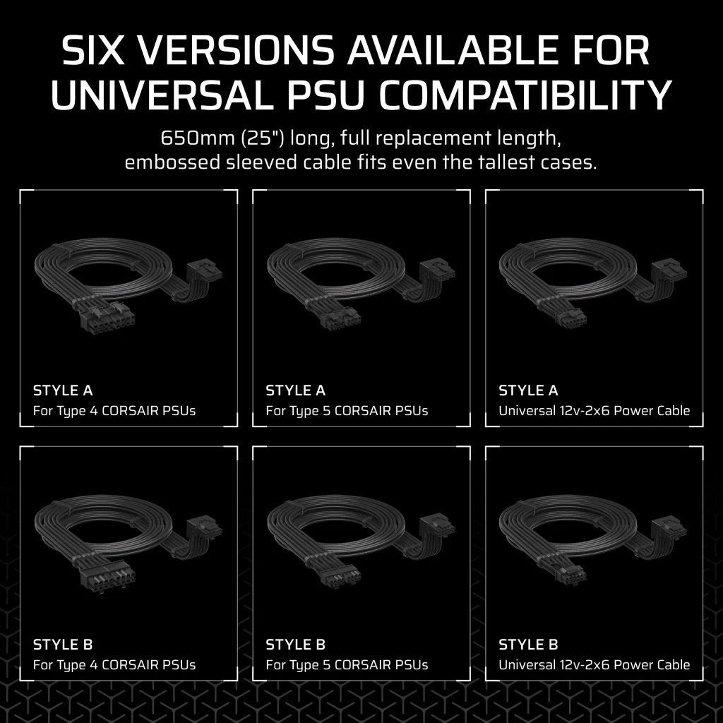 CORSAIR Type 5 PSU 90° 12V-2x6 Style A ケーブル