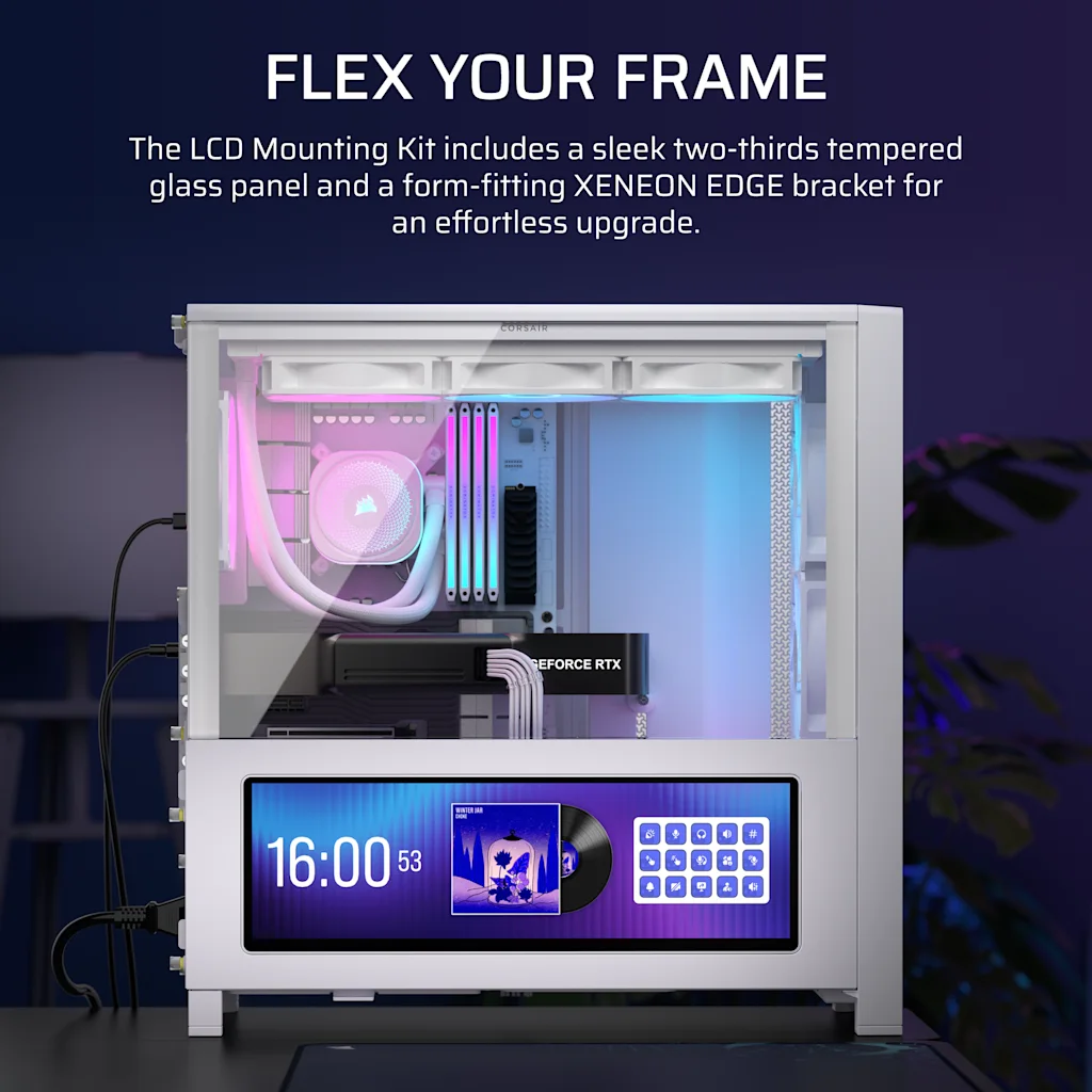 CORSAIR 4000D＋電源＋ケースモニターセット FRAME 4000 Series LCD Mounting Kit - White