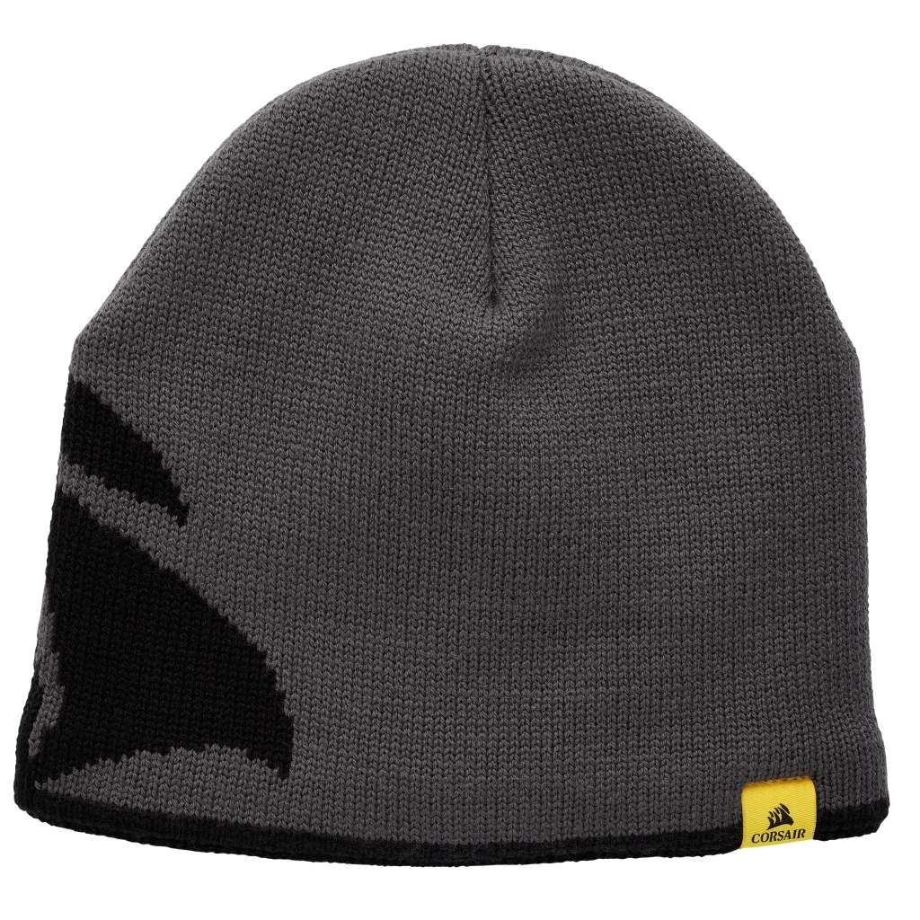 CORSAIR Beanie – Grey with Yellow Fleece Lining