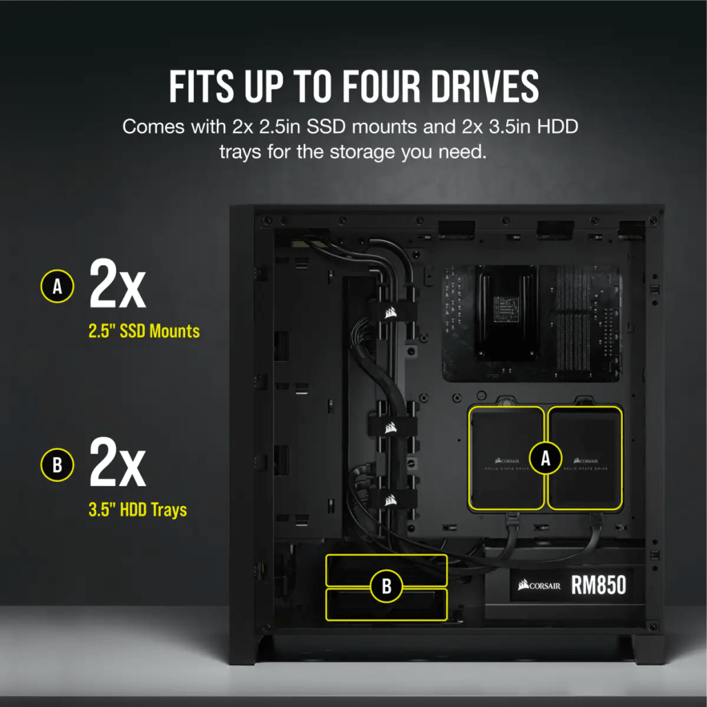【2/22まで】Corsair 4000D Airflow 4000D AIRFLOW Tempered Glass Mid-Tower ATX Case — Black