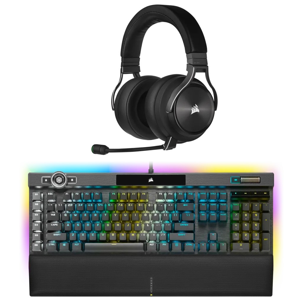 Corsair Premium Gaming Bundle Virtuoso XT Headset and K100 OPX Keyboard