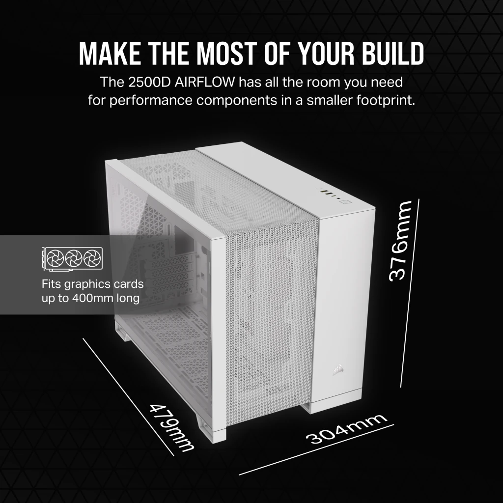 2500D AIRFLOW Mid-Tower Dual Chamber PC Case - White