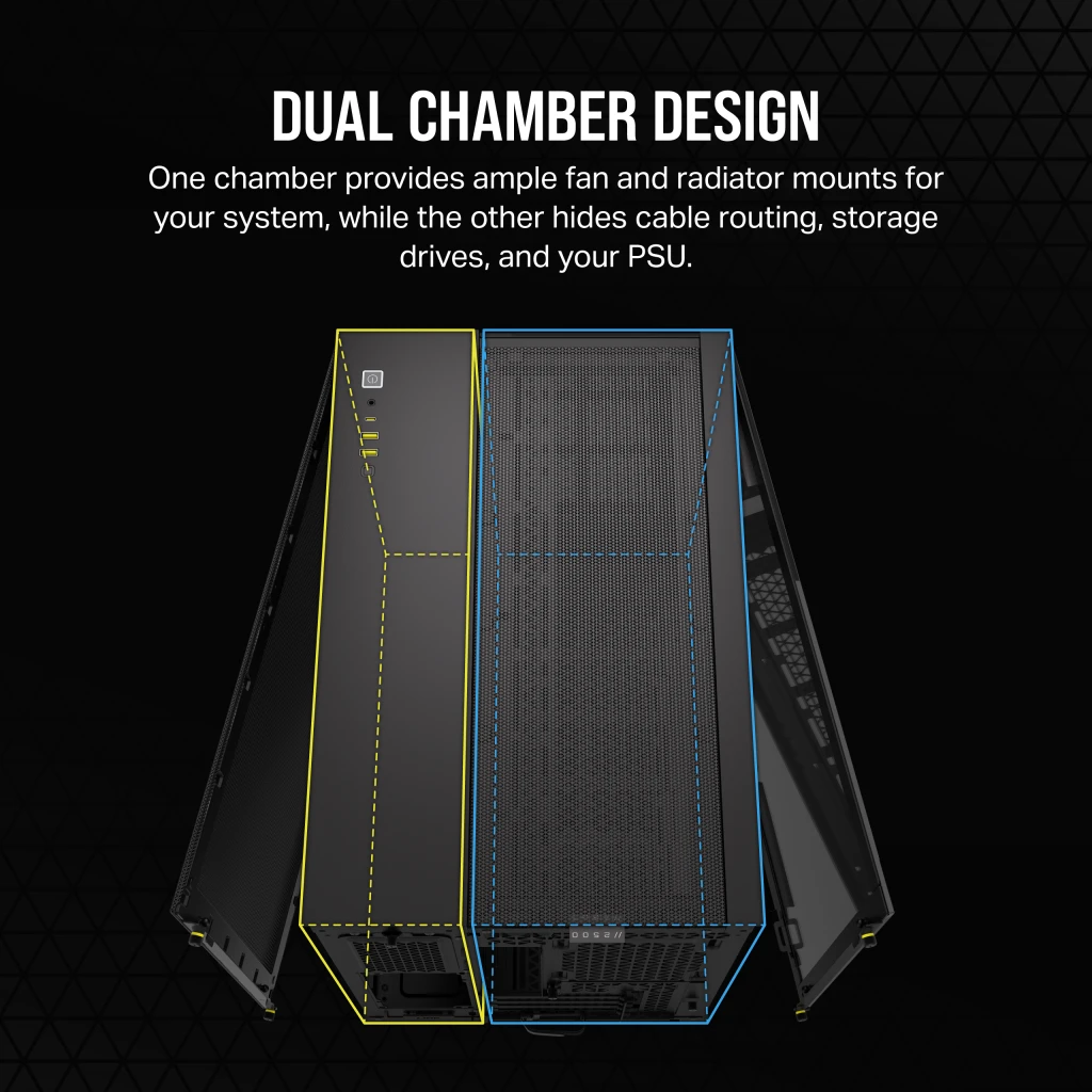 2500X Mid-Tower Dual Chamber PC Case - Black