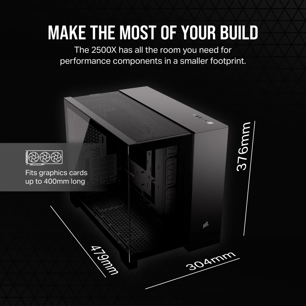 2500X Mid-Tower Dual Chamber PC Case - Black