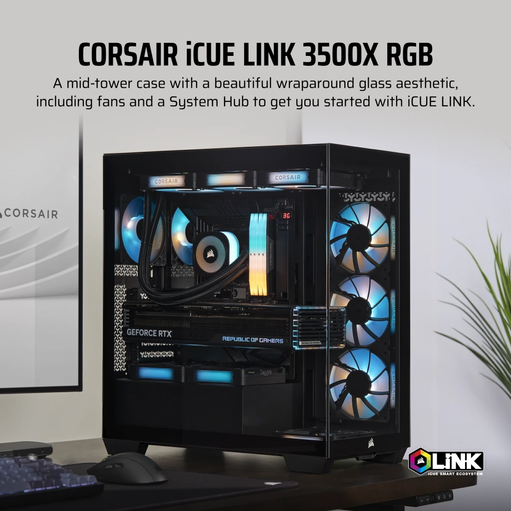 3500X ミッドタワー PC ケース - ホワイト