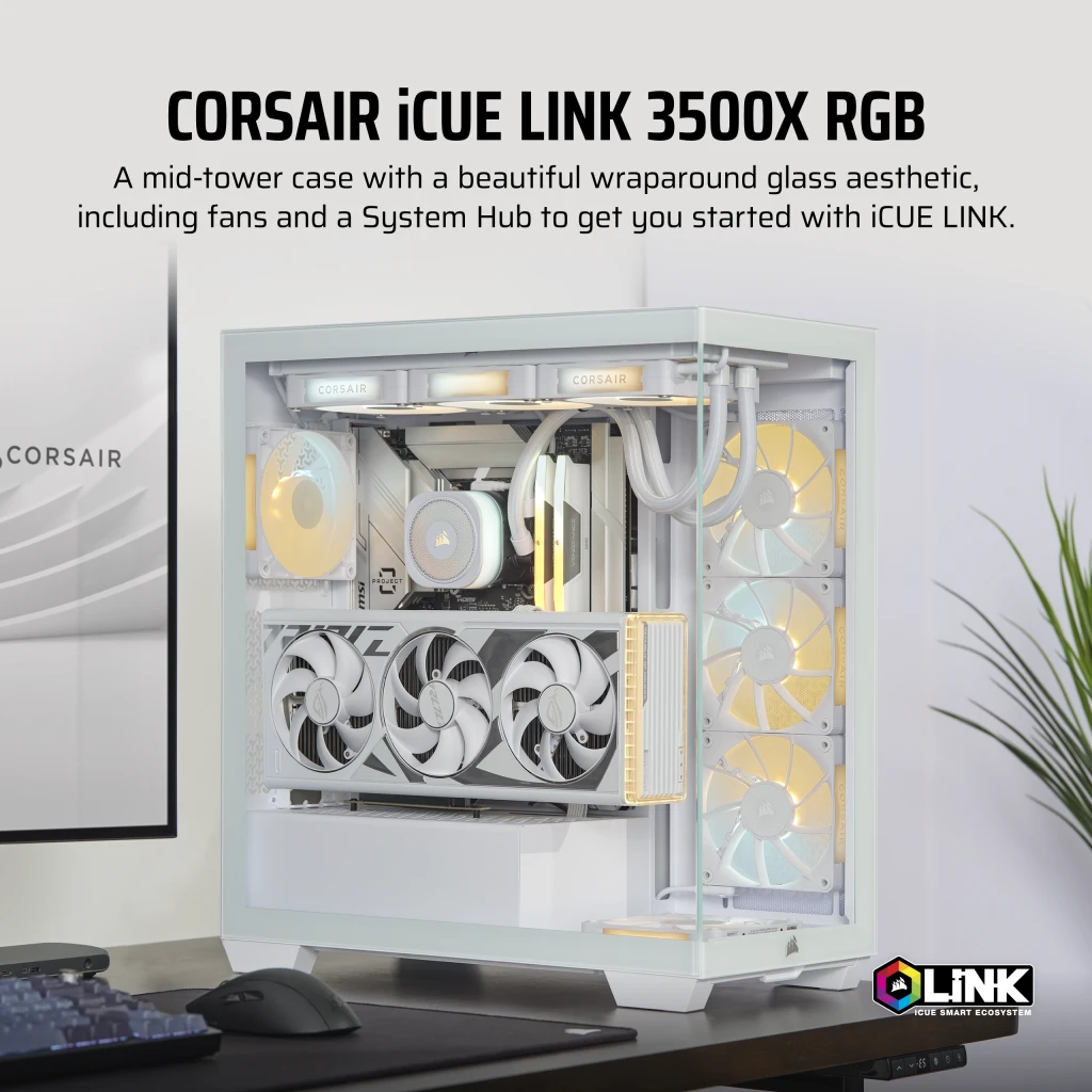 iCUE LINK 3500X RGB Mid-Tower PC Case - White