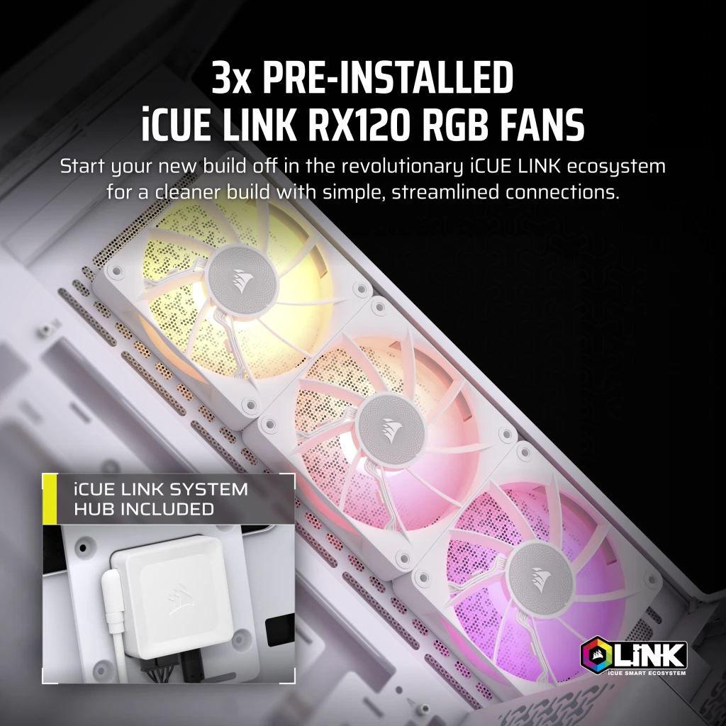 iCUE LINK 3500X RGB Mid-Tower PC Case - White