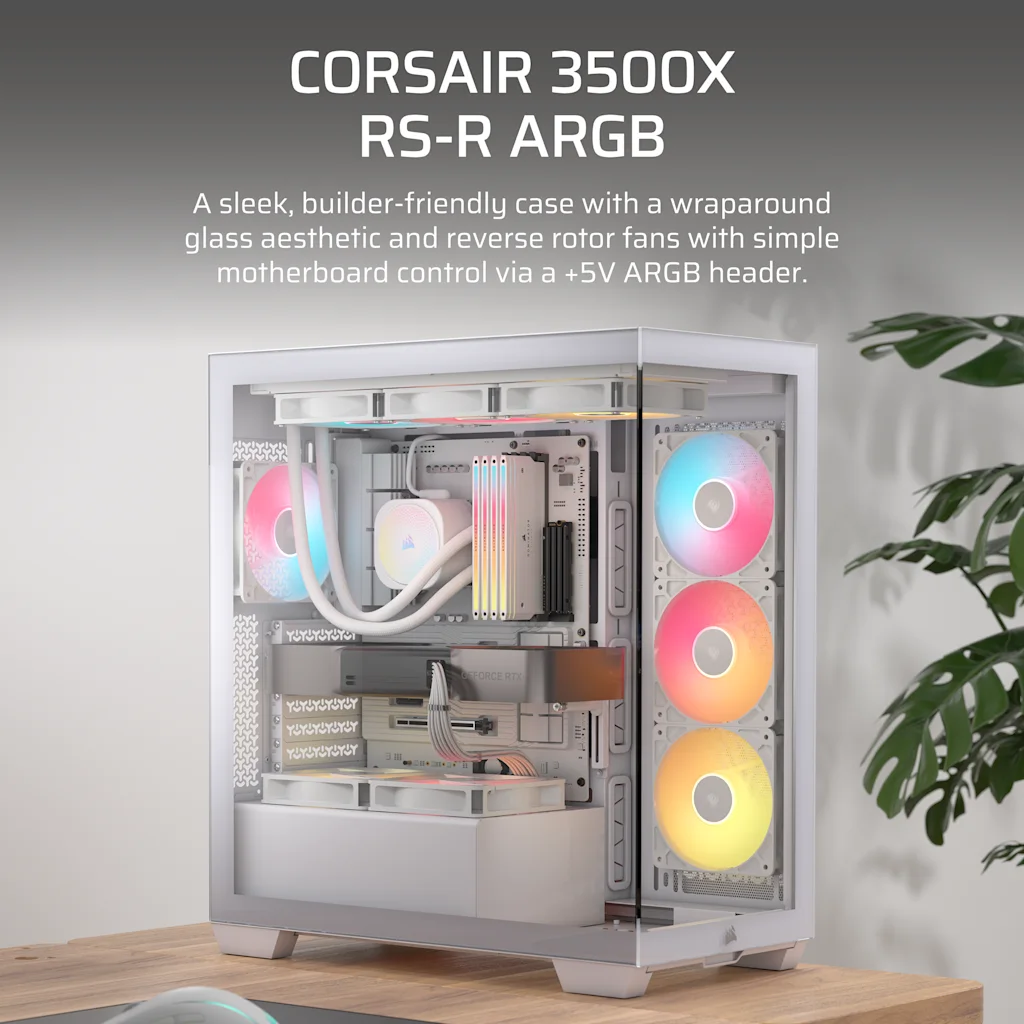 Corsair 3500X RS-R ARGB Mid-Tower PC Case - White thumbnail 2