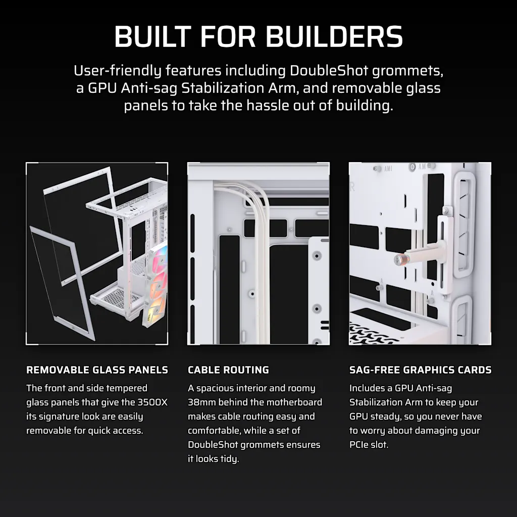 Corsair 3500X RS-R ARGB Mid-Tower PC Case - White thumbnail 8