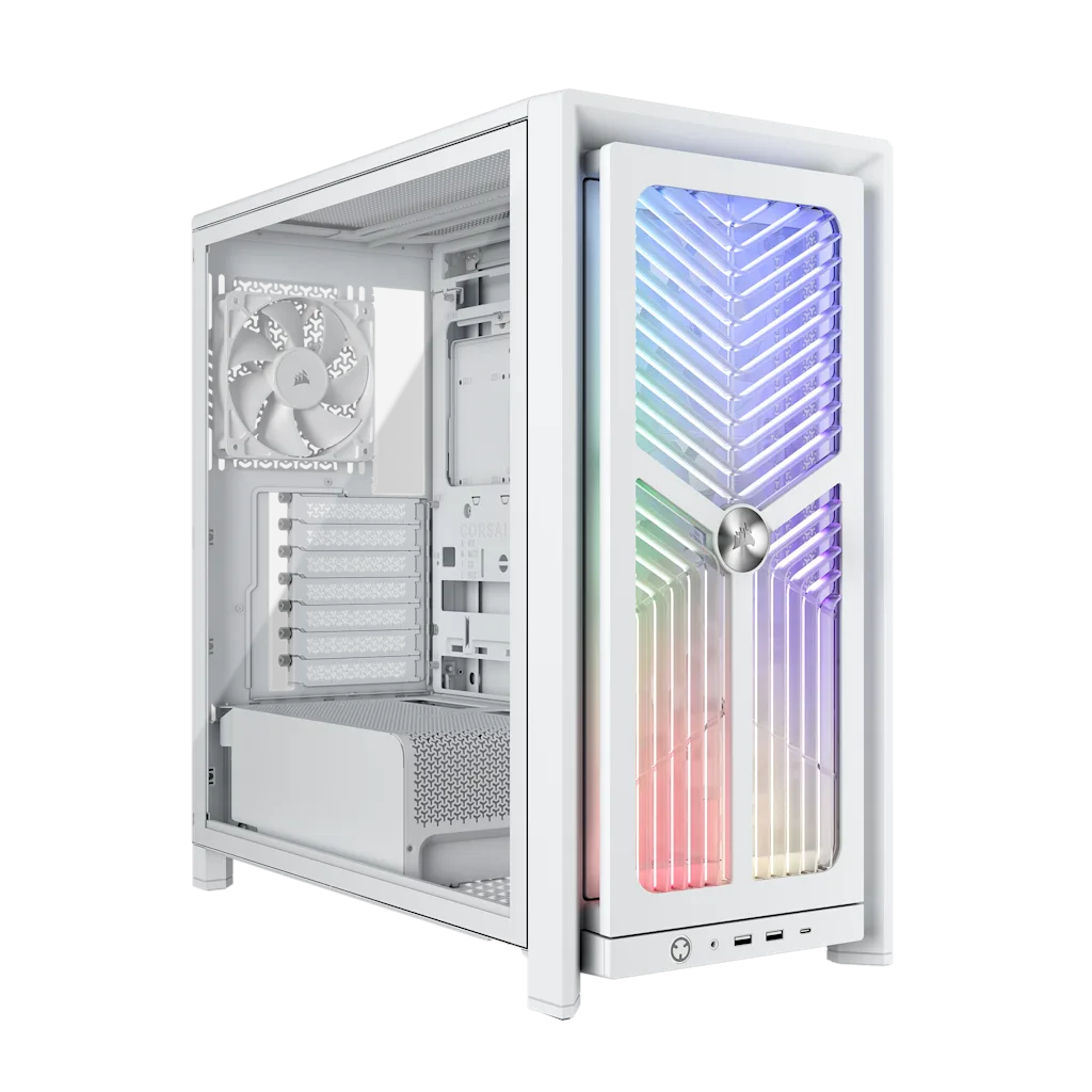 ホワイト RGB LED ミドルタワーPCケース ゲーミング PCケース ミドルタワーケース ホワイト プレーン 強化