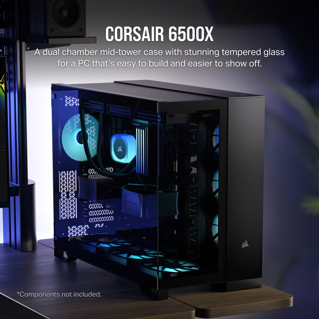 6500X Mid-Tower Dual Chamber PC Case - Black