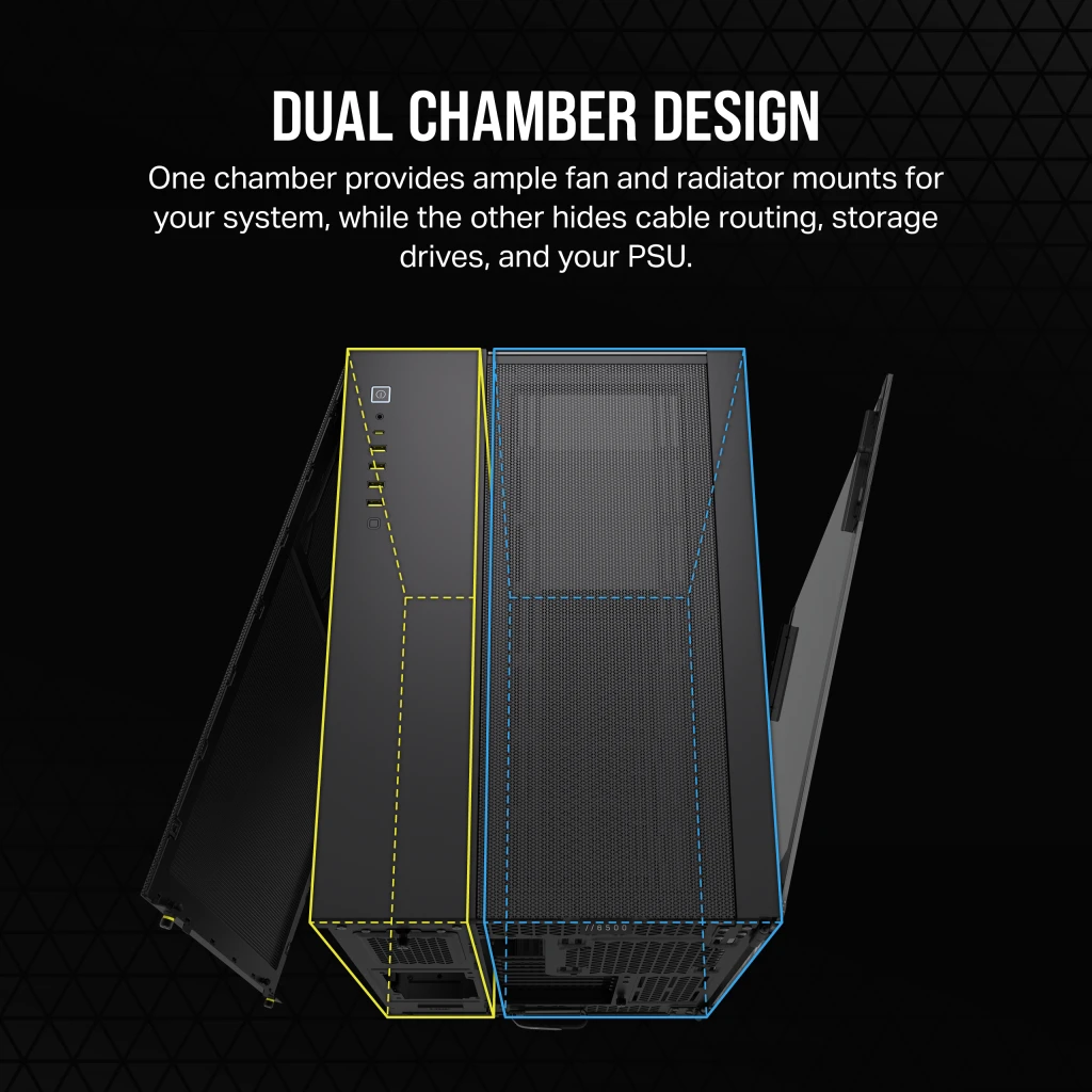 6500X Mid-Tower Dual Chamber PC Case - Black