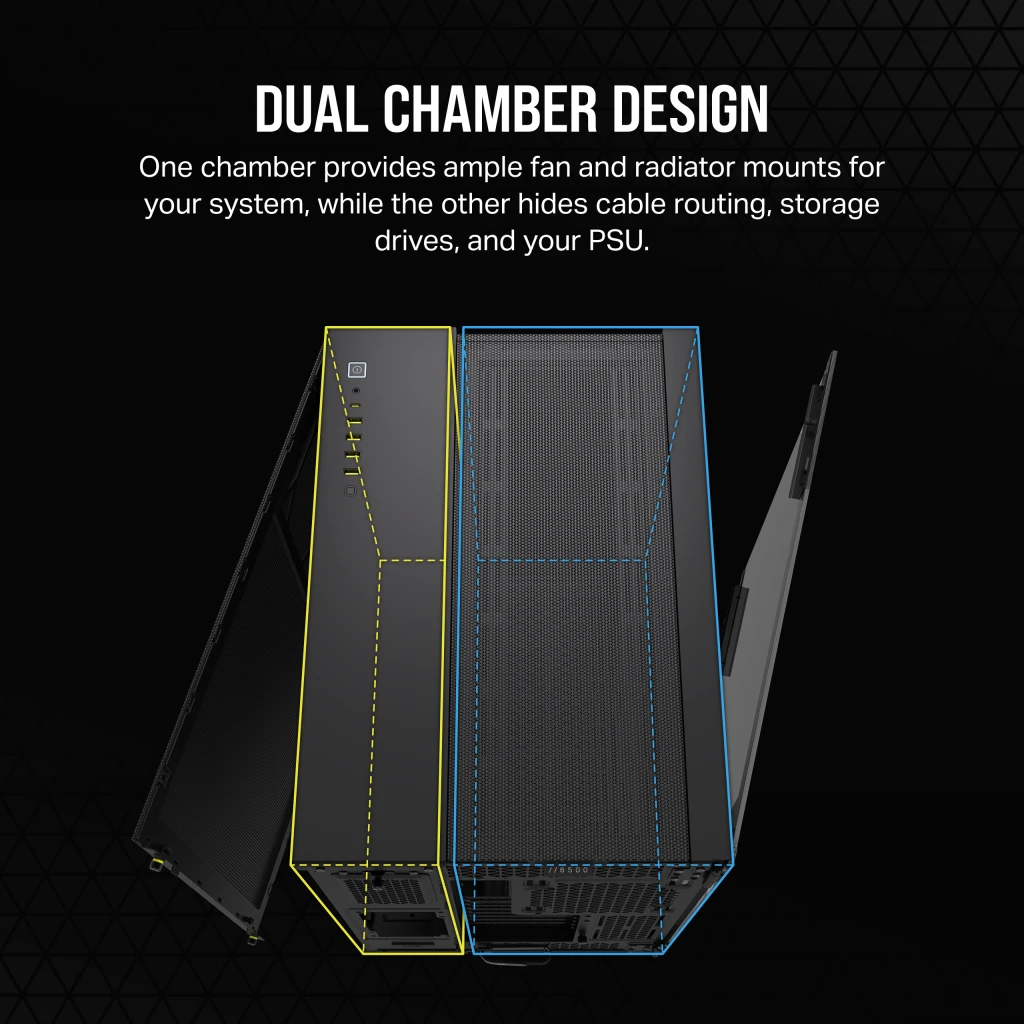 Corsair Dual Chamber PC Case | 6500D AIRFLOW | Black | Mid-Tower | ATX