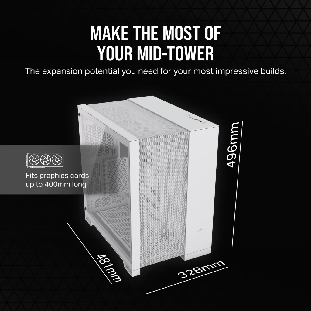 6500D AIRFLOW Mid-Tower Dual Chamber PC Case - White