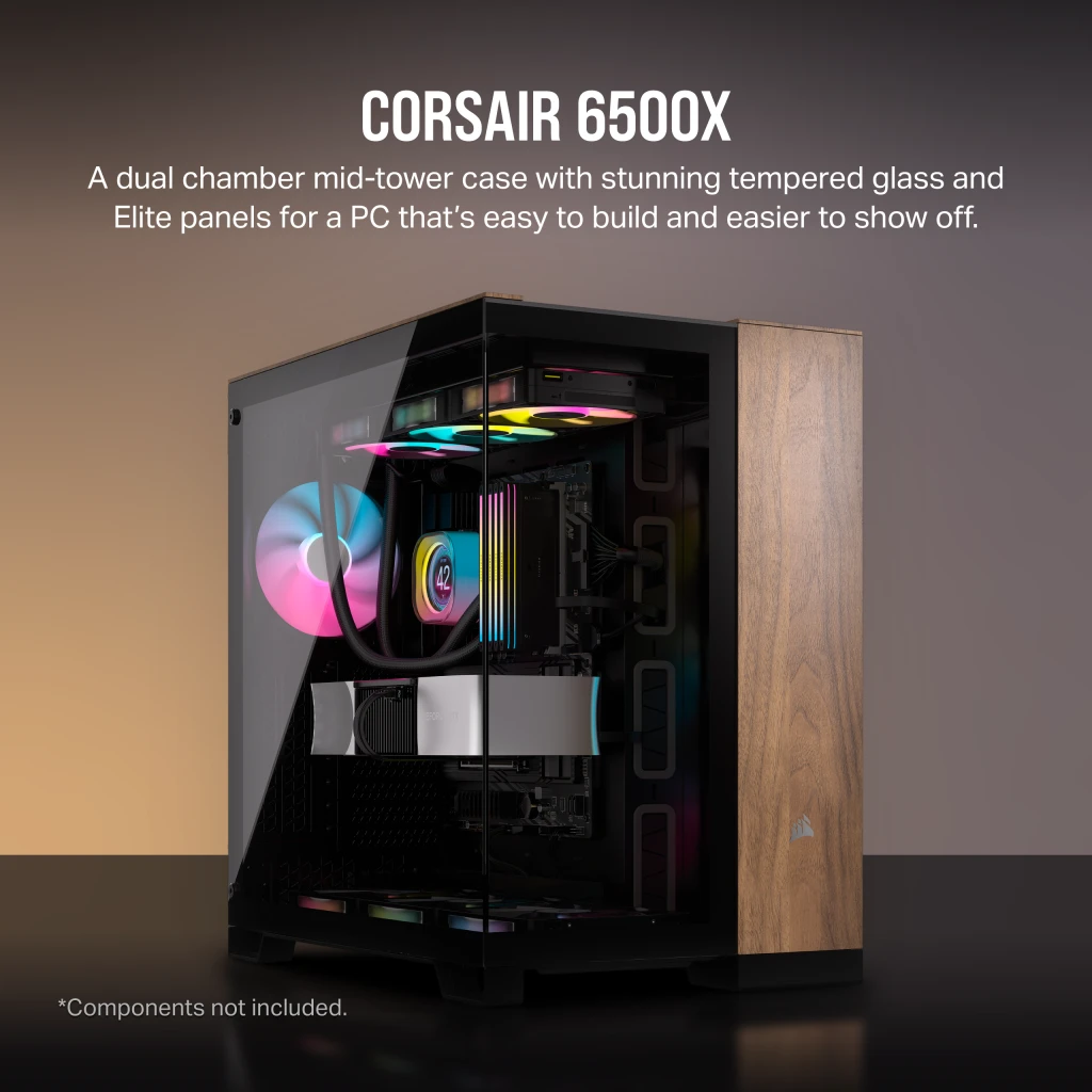 6500X ミッドタワー デュアルチャンバー PC ケース - ブラック
