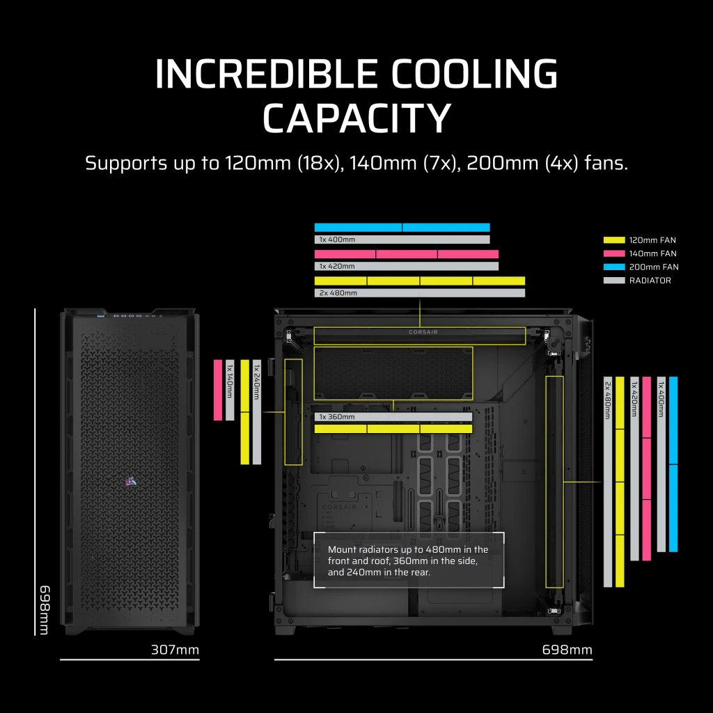 CORSAIR 9000D RGB AIRFLOW Super Full-Tower PC Case - Black