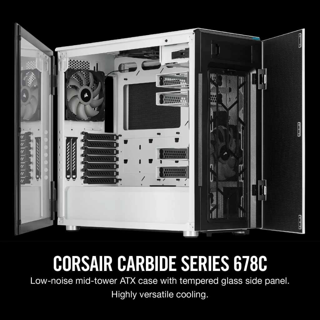 Carbide Series 678C Low Noise Tempered Glass ATX Case — White