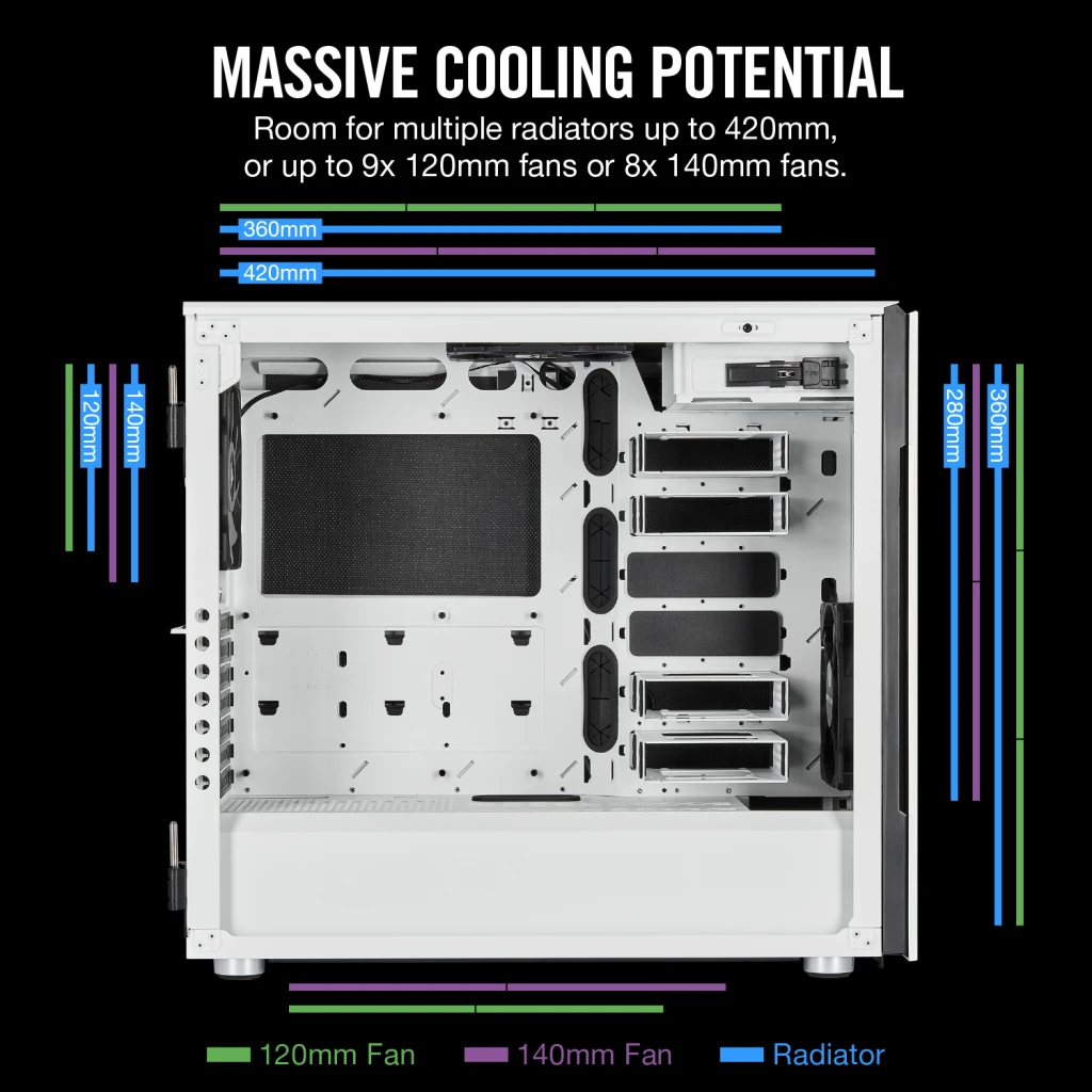Carbide Series 678C Low Noise Tempered Glass ATX Case — White