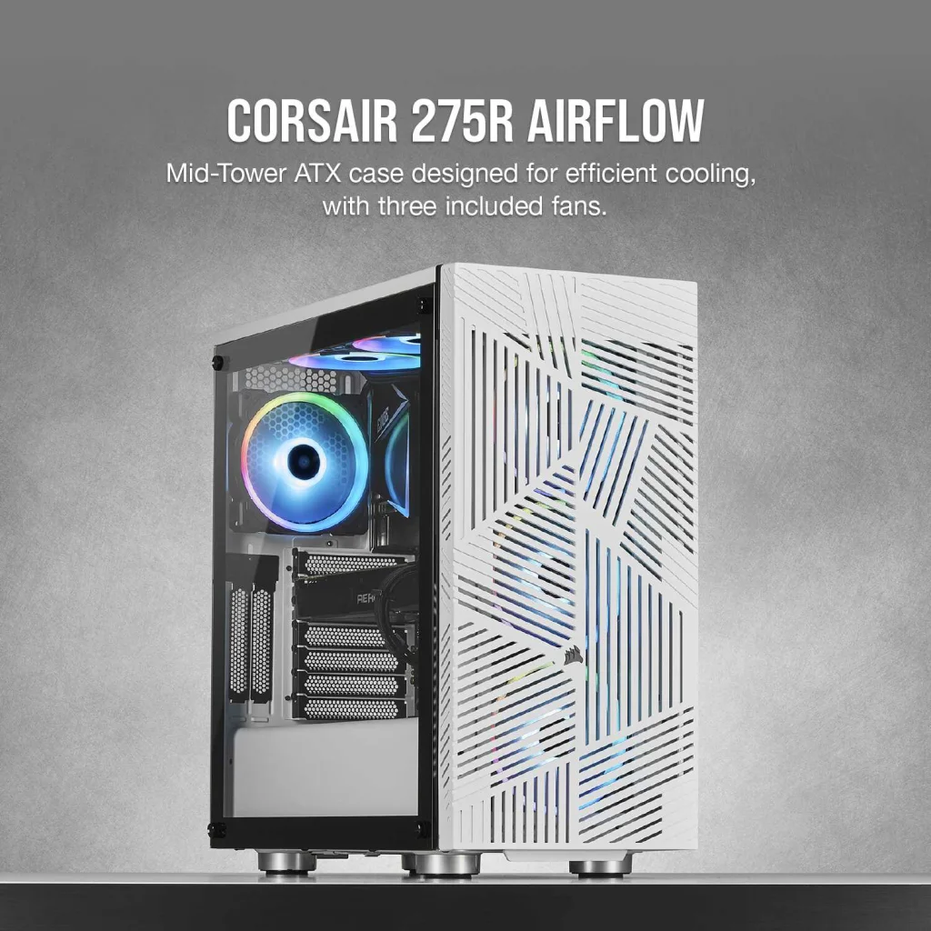 275R Airflow Tempered Glass Mid-Tower Gaming Case — White