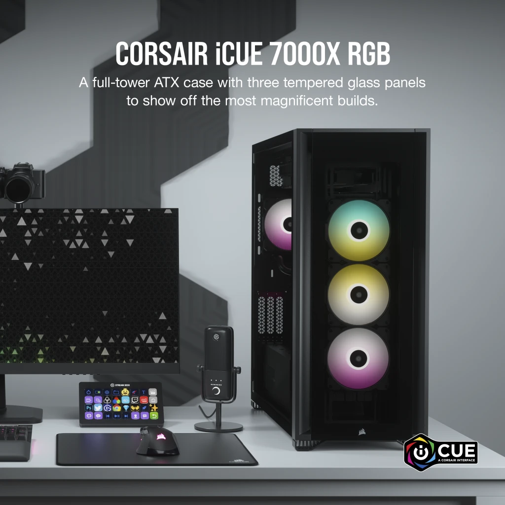 Corsair iCUE 7000X RGB Tempered Glass Full-Tower ATX PC Case - Black