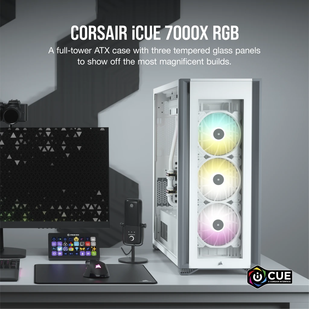 Corsair iCUE 7000X RGB TG - White - Chassi - Fulltower - Vit