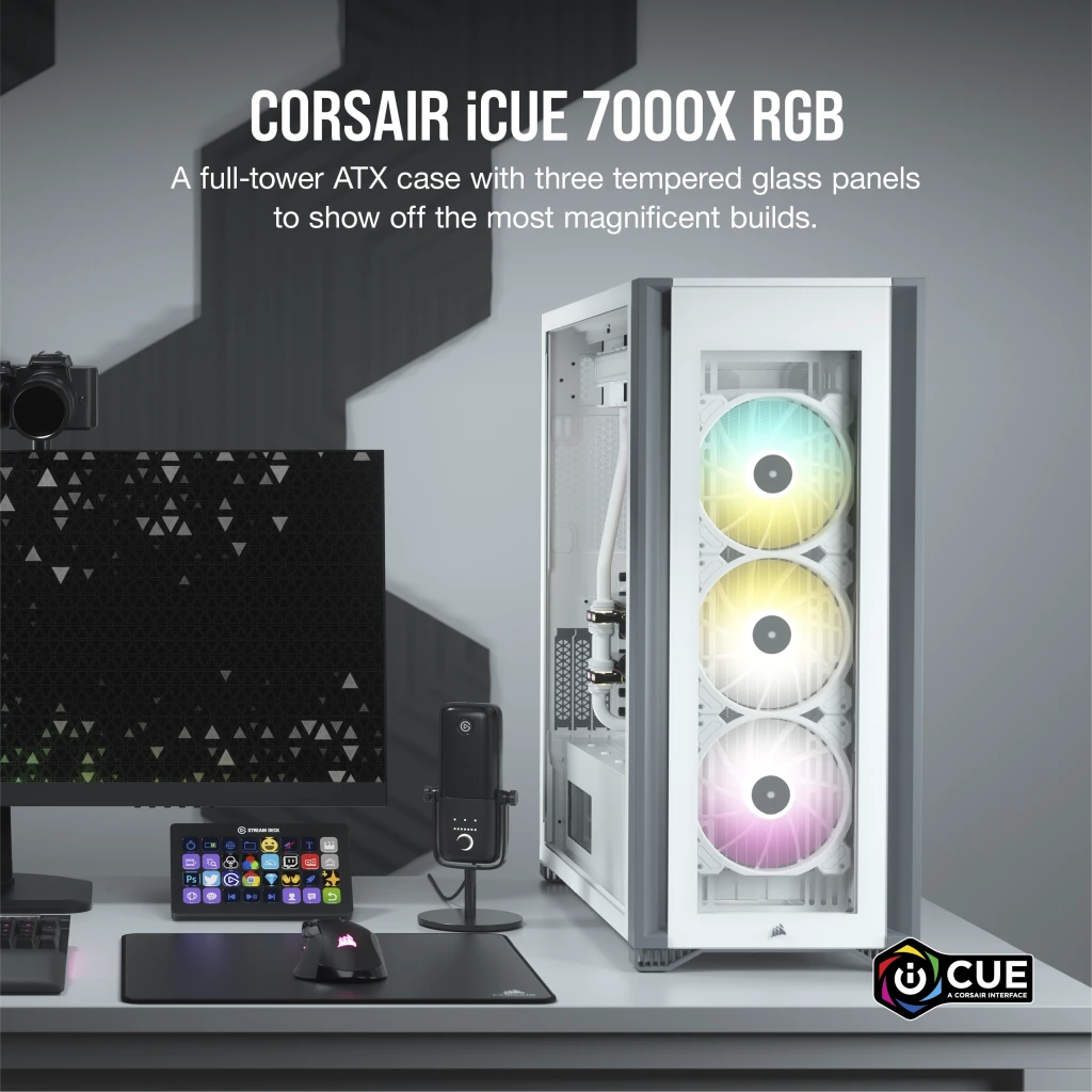 iCUE 7000X RGB Tempered Glass Full-Tower ATX PC Case — White