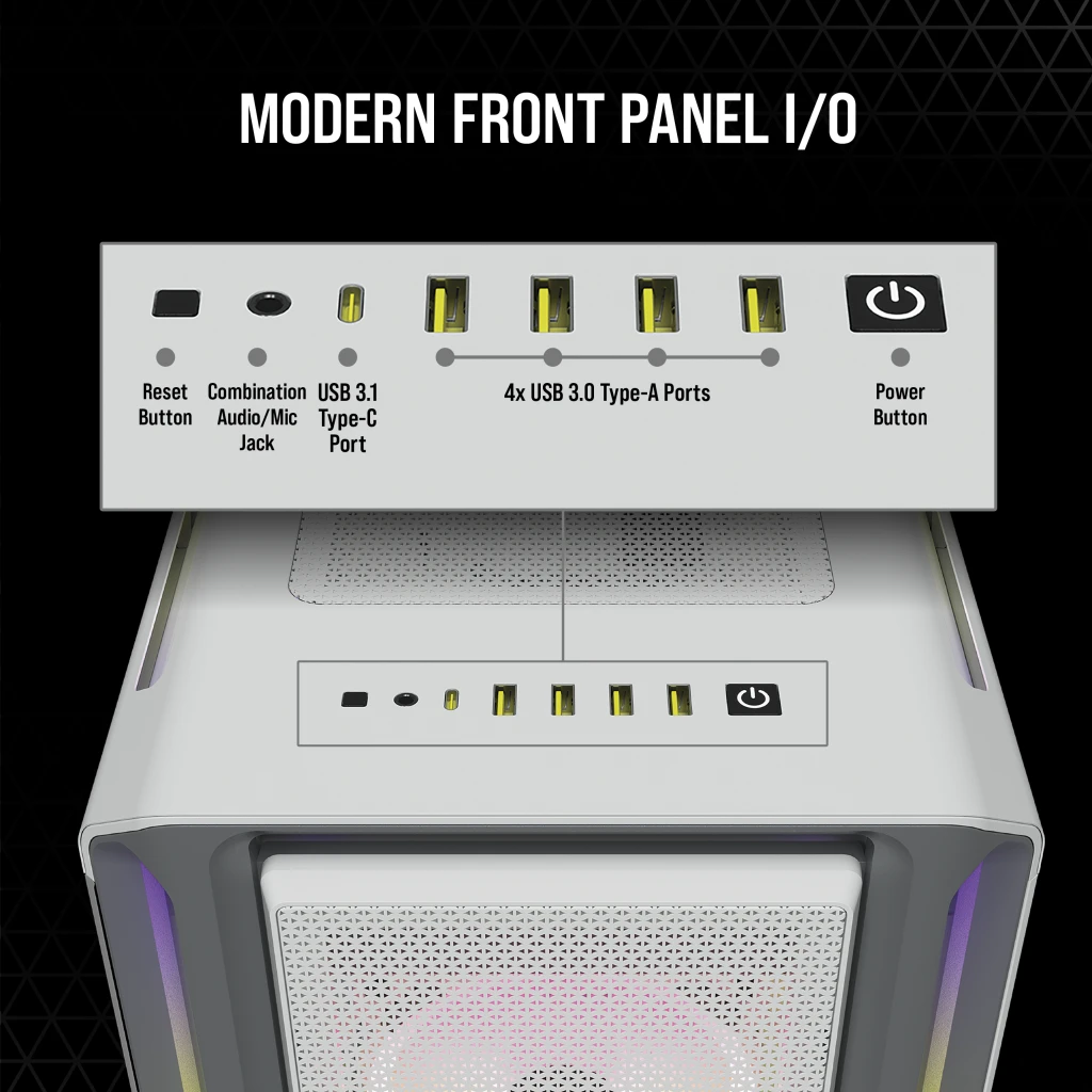 CORSAIR Boîtier PC iCUE 5000T RGB ATX moyen-tour - Noir (CC-9011230-W