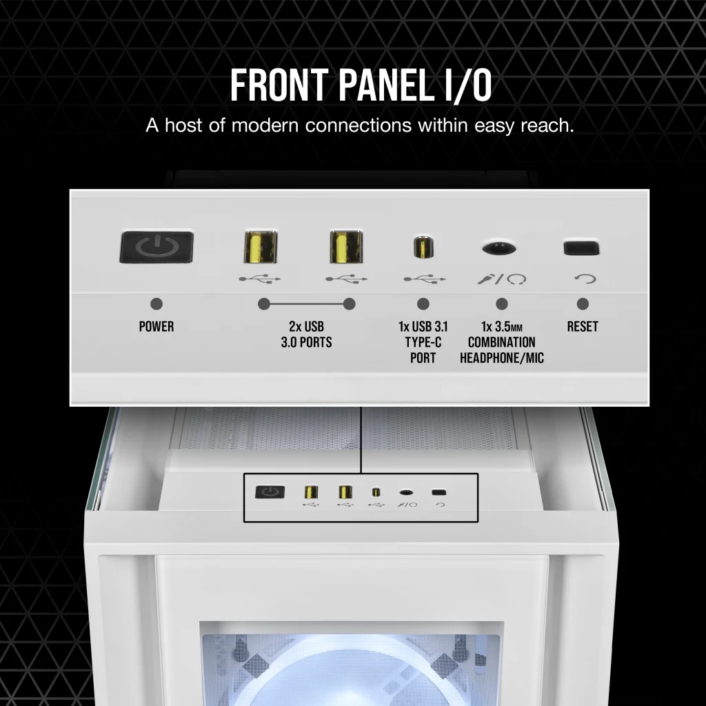 iCUE 5000X RGB QL Edition Mid-Tower ATX Case — True White