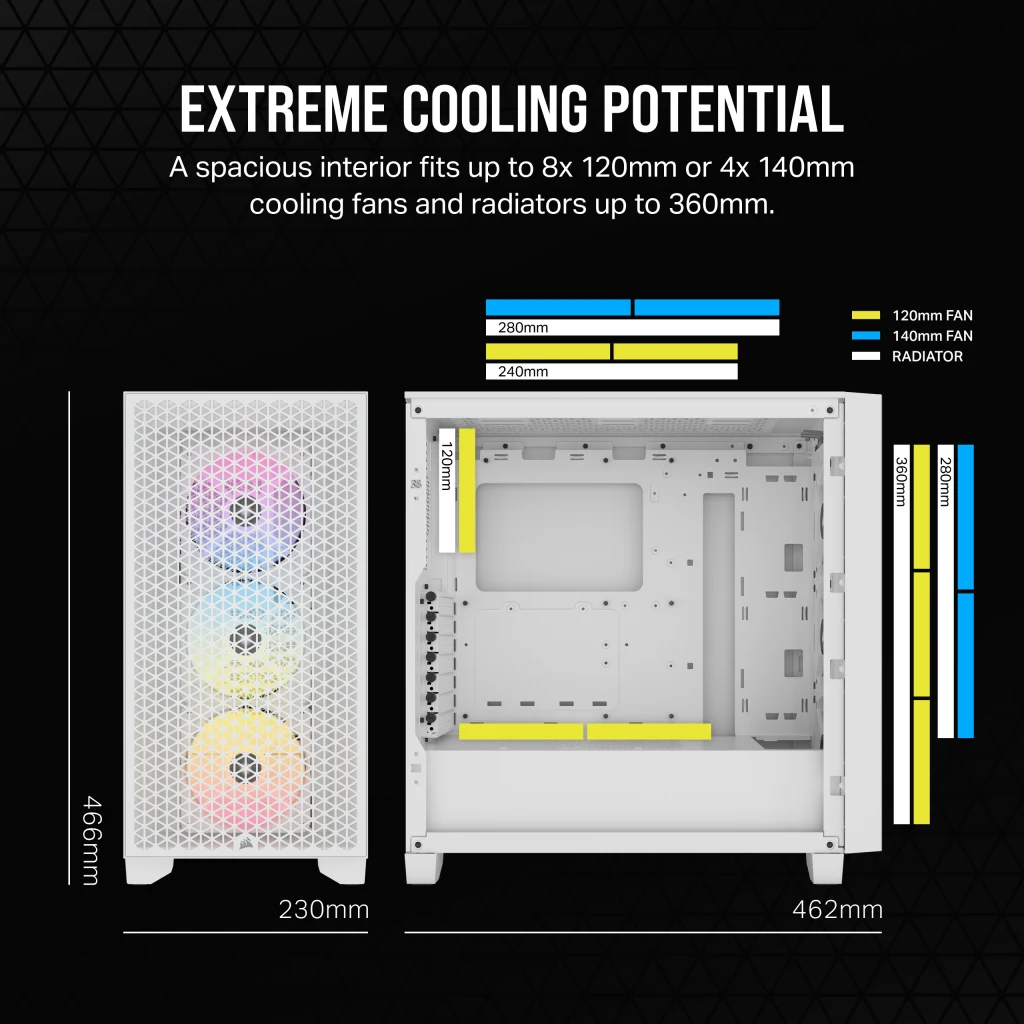 3000D RGB AIRFLOW Mid-Tower PC Case - White