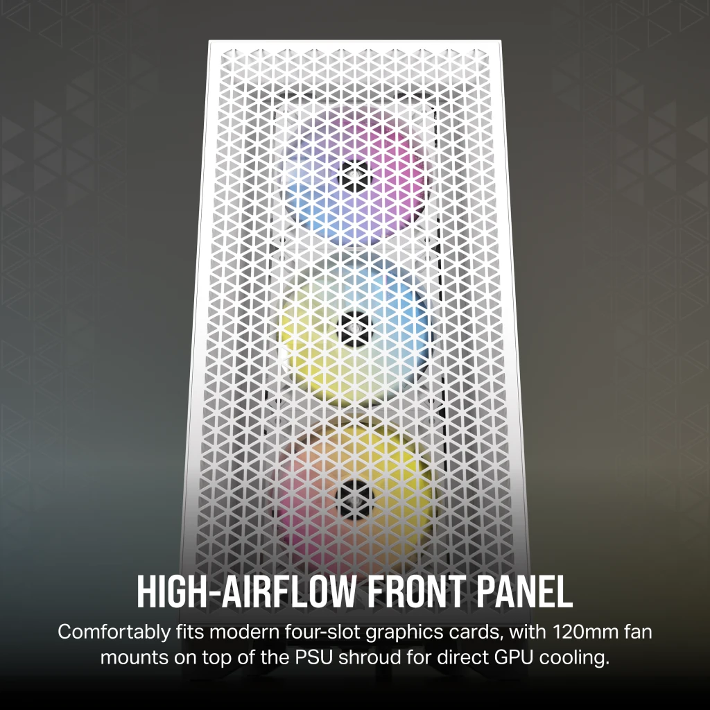 CORSAIR 3000D RGB AIRFLOW Mid-Tower PC Case - Black - 3x AR120 RGB Fans -  Four-Slot GPU Support - Fits up to 8x 120mm fans - High-airflow Design