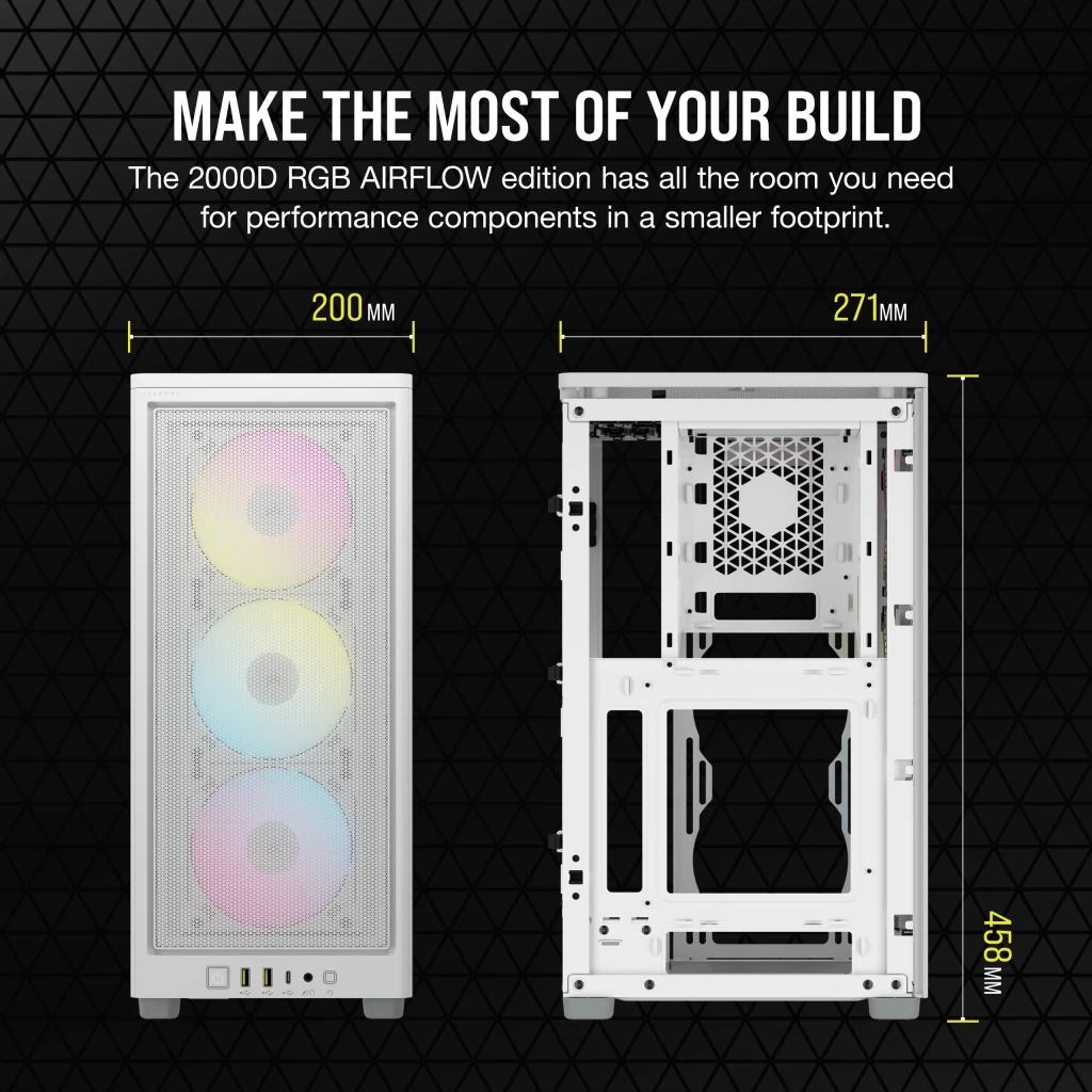 2000D RGB AIRFLOW Mini-ITX PC Case - White