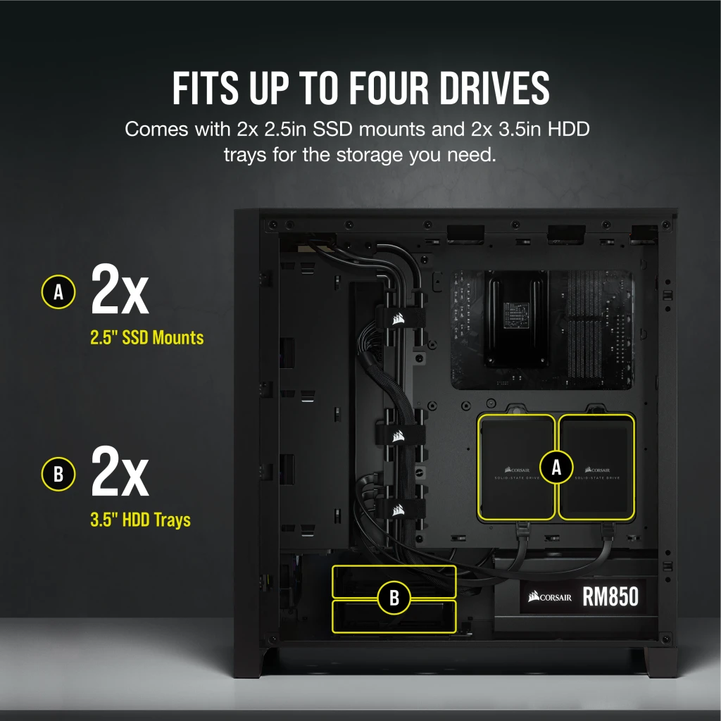 4000D AIRFLOW Tempered Glass Mid-Tower ATX Case — Black