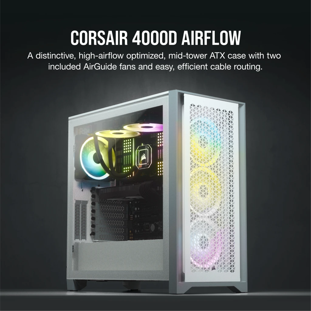 4000D AIRFLOW Tempered Glass Mid-Tower ATX Case — White