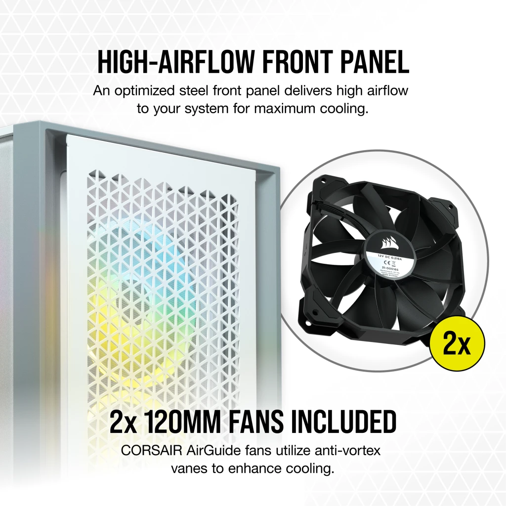 4000D AIRFLOW Tempered Glass Mid-Tower ATX Case — White