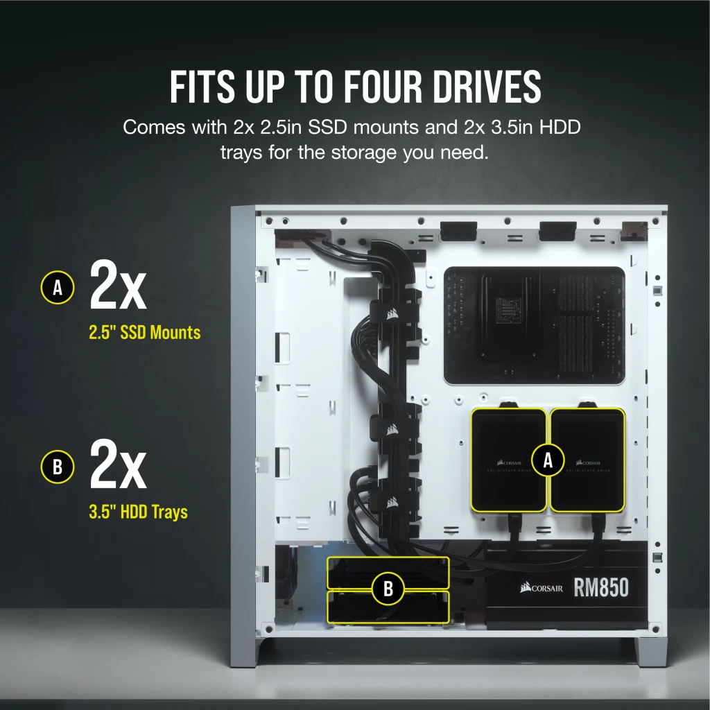 4000D AIRFLOW Tempered Glass Mid-Tower ATX Case — White