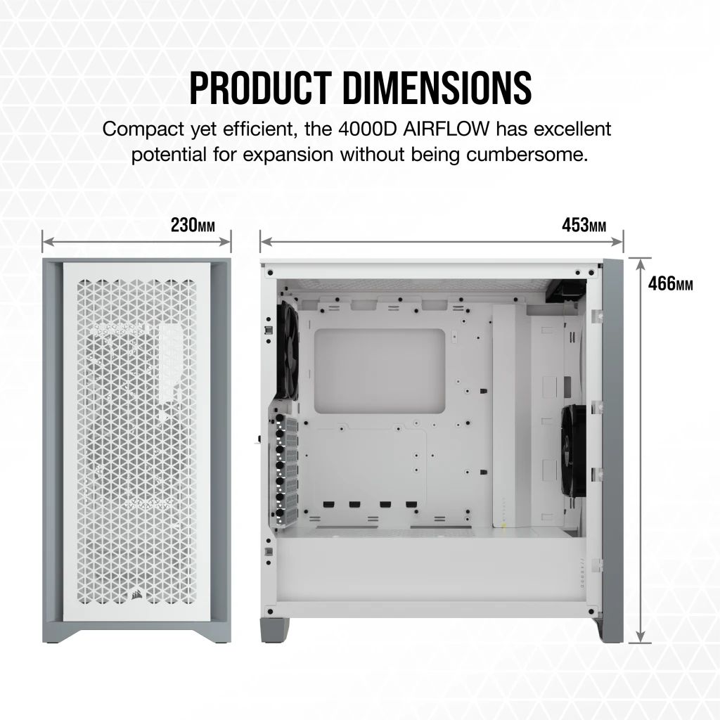 4000D AIRFLOW Tempered Glass Mid-Tower ATX Case — White
