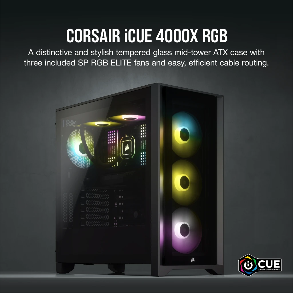 CORSAIR Boîtier PC iCUE 4000X RGB - Moyen Tour - Verre trempé - Blan