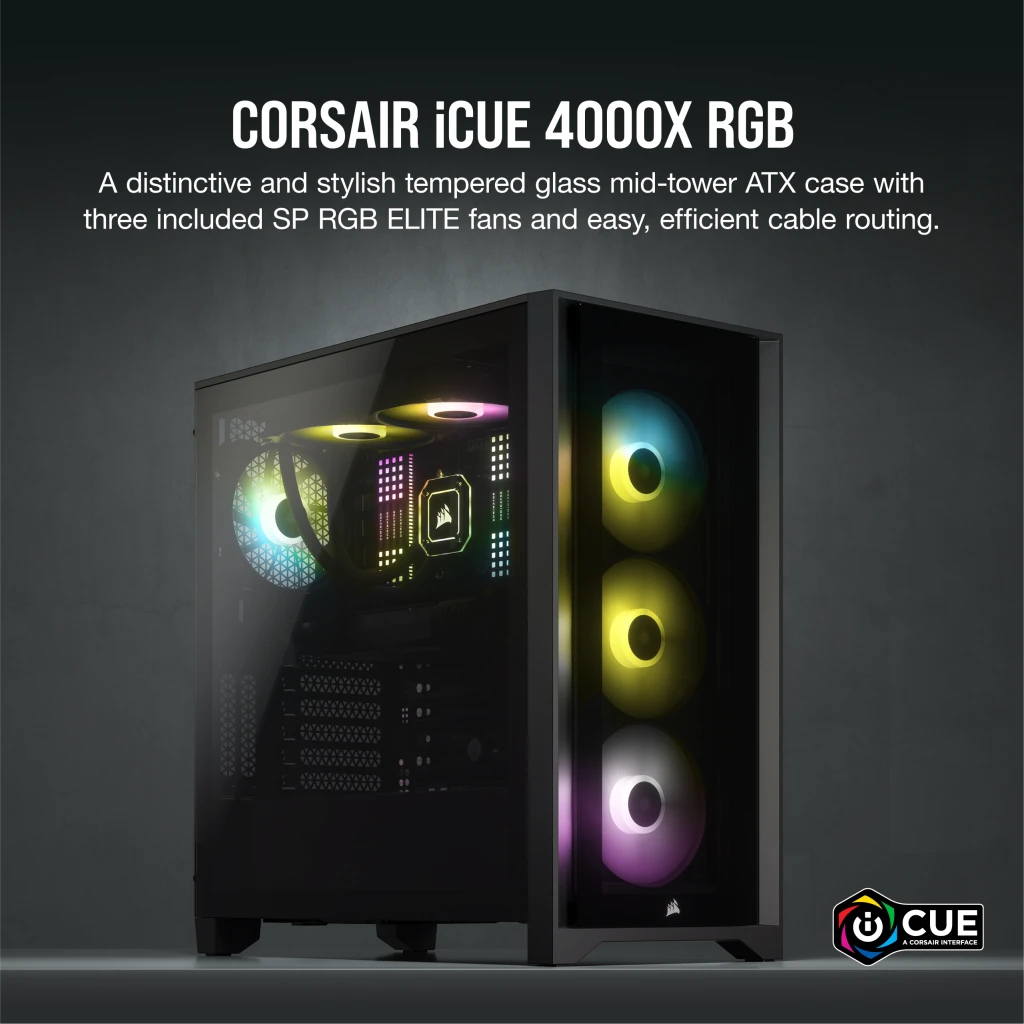 iCUE 4000X RGB Tempered Glass Mid-Tower ATX Case — Black