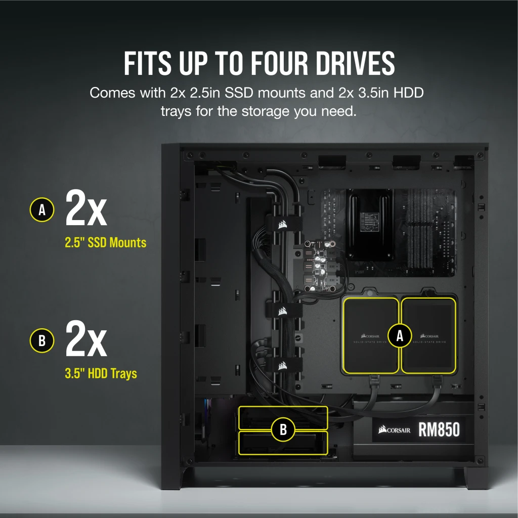  CORSAIR iCUE 4000X RGB Tempered Glass Mid-Tower ATX PC Case -  3X SP120 RGB Elite Fans - iCUE Lighting Node CORE Controller - High Airflow  - Black : Everything Else