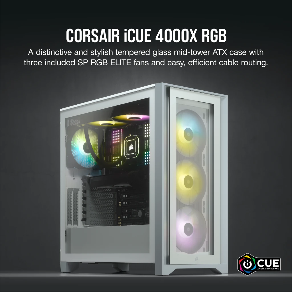 iCUE 4000X RGB Tempered Glass Mid-Tower ATX Case — White