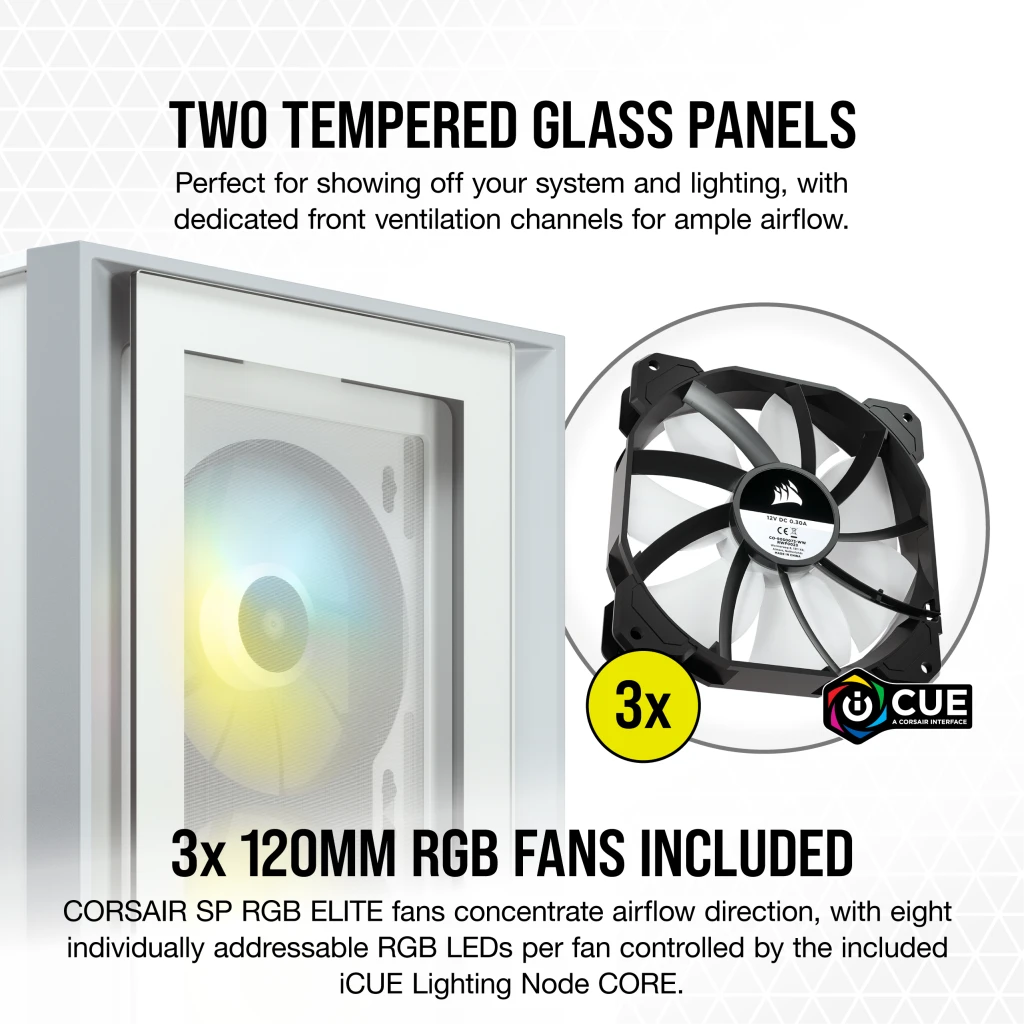 iCUE 4000X RGB Tempered Glass Mid-Tower ATX Case — White