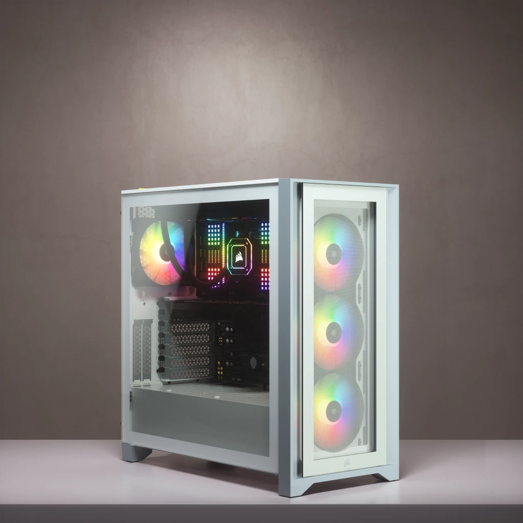 iCUE 4000X RGB Tempered Glass Mid-Tower ATX Case — White CC-9011205-WW