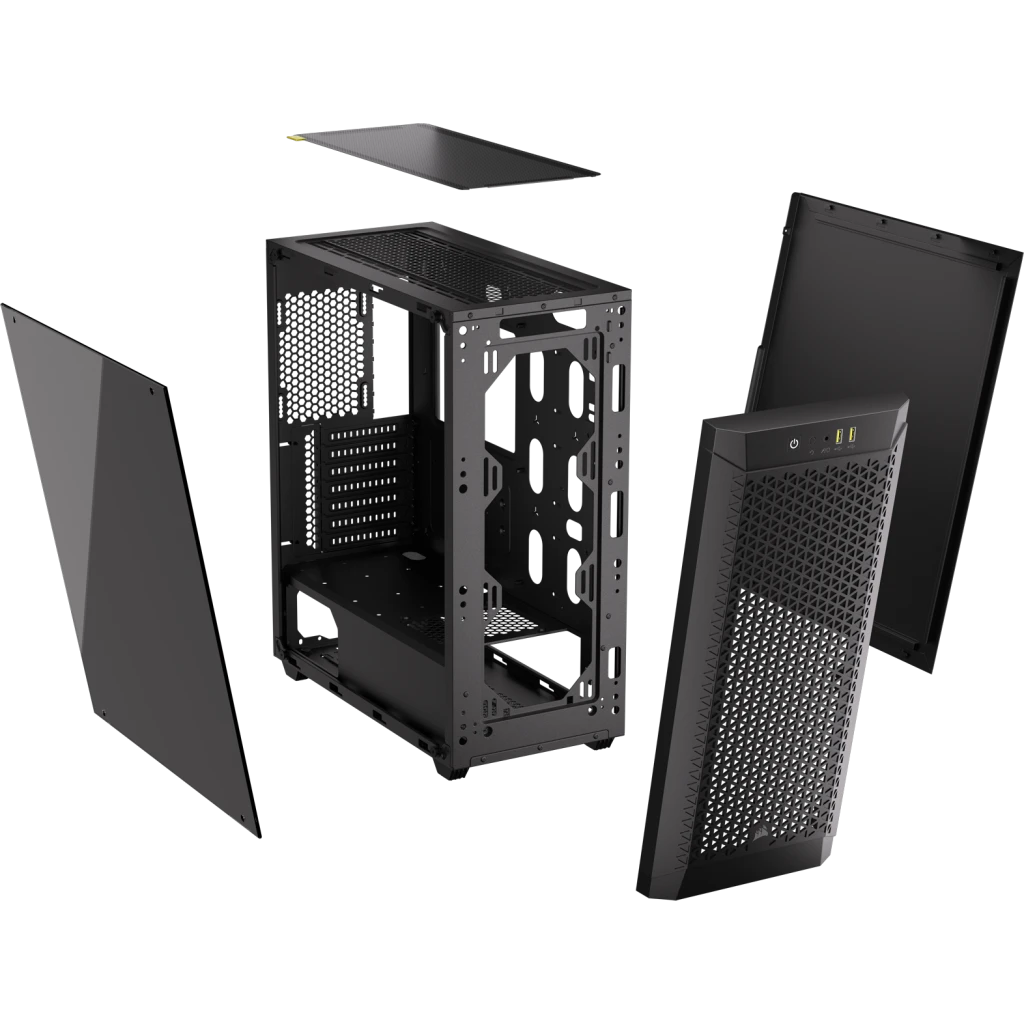 480T Airflow Tempered Glass Mid-Tower Case, Black