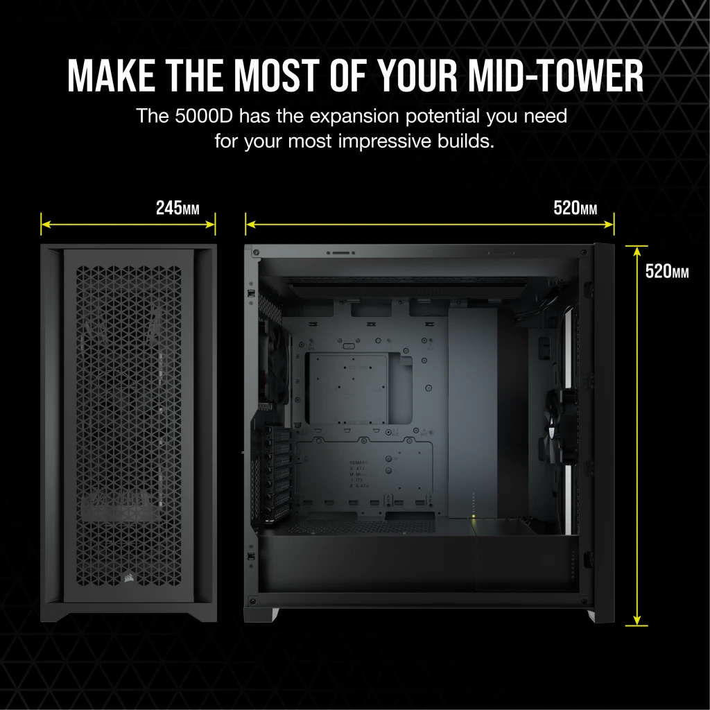 5000D AIRFLOW Tempered Glass Mid-Tower ATX PC Case — Black