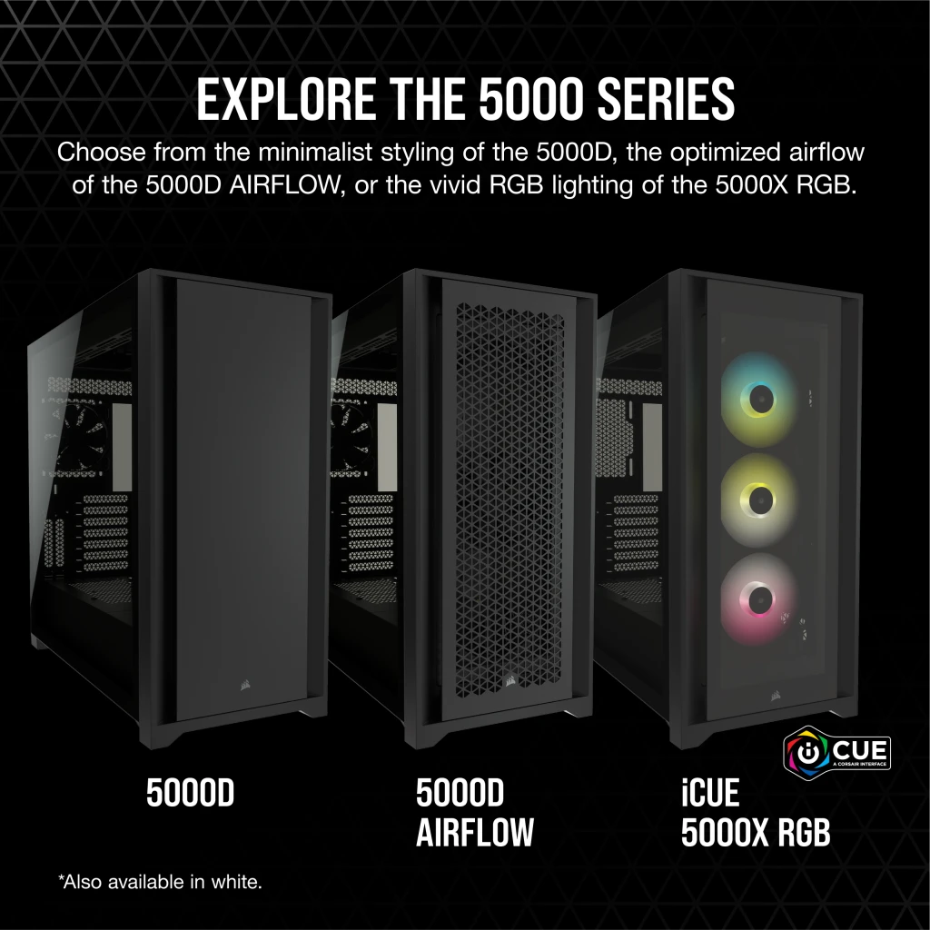 5000D AIRFLOW Tempered Glass Mid-Tower ATX PC Case — Black