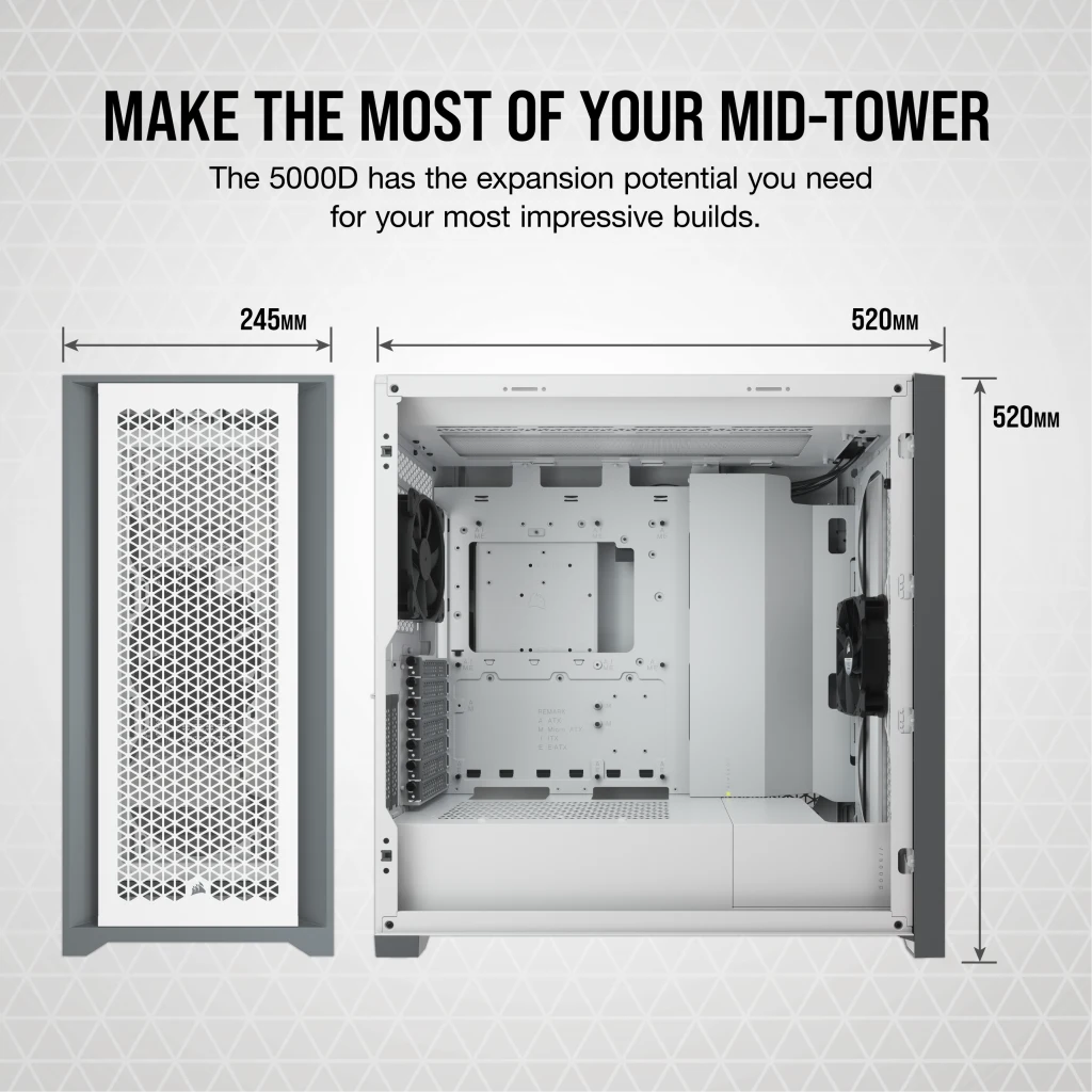 5000D AIRFLOW Tempered Glass Mid-Tower ATX PC Case — White